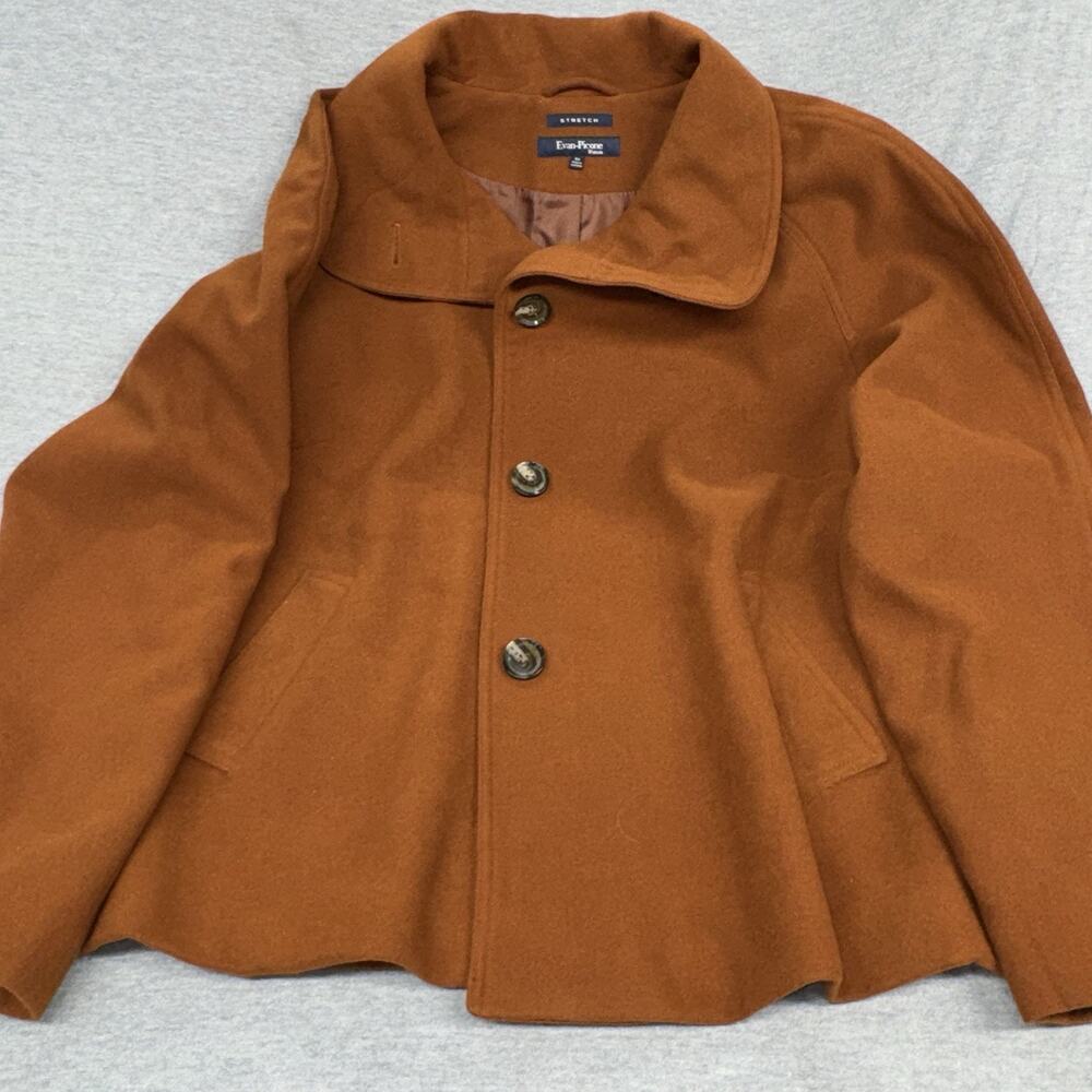 Evan Picone Womens 3X Wool Blend Coat Jacket Rust Orange Button Front Plus Size
